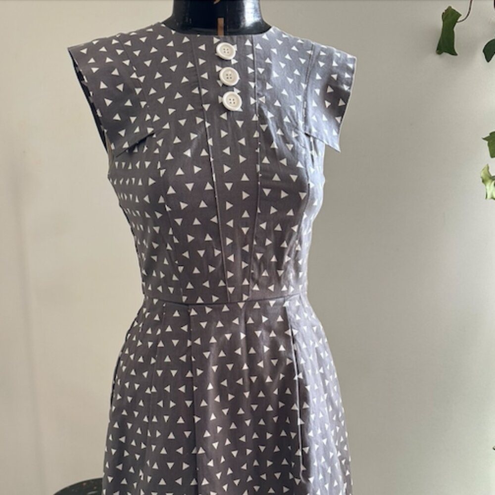 Birds of North America Grey Dress with Angled Shoulders